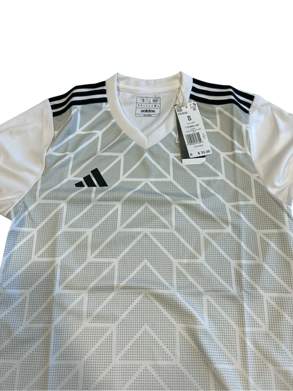 Adidas T Icon 23 Jersey Mens Small White Grey Soccer Shirt HR2630 AEROREADY